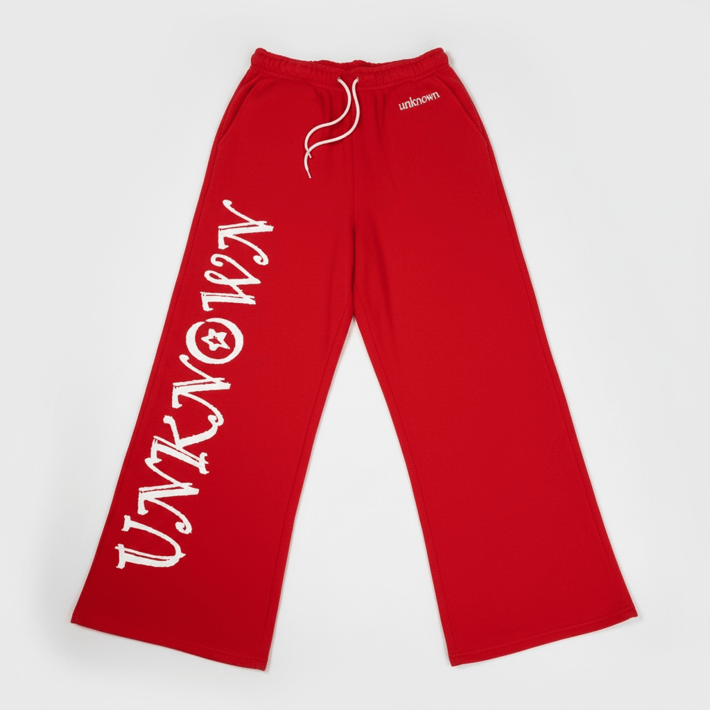 UNKNOWN LOGO SWEATPANT RED - UNKNOWN